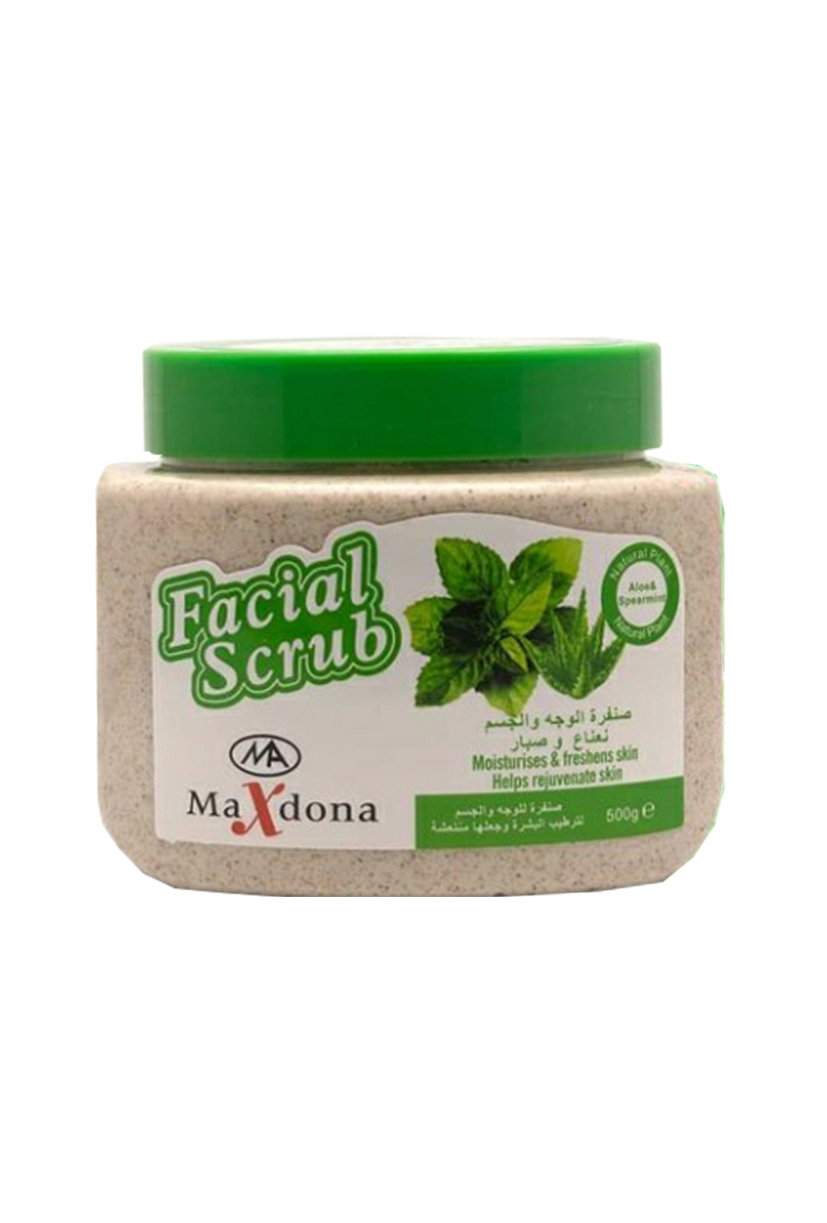 Maxdona face and body scrub with mint and aloe vera extracts